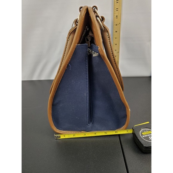 Little Unicorn Manifest Weekender Diaper Bag Blue Side Zipper Logo Leather Strap - Picture 5 of 9